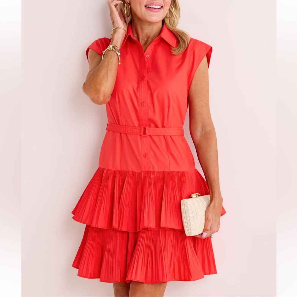 Current Air Red Tiered Mini Dress - size L